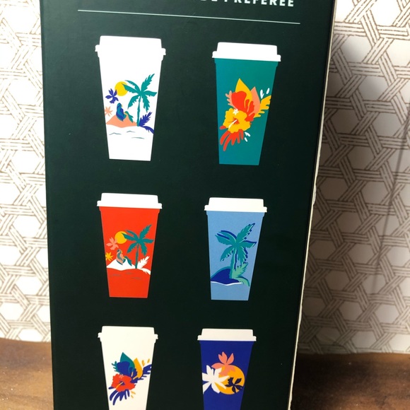 Starbucks 6 Hot Cups with lids Summer Tropical - Picture 4 of 4